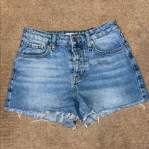 Forever 21 Blue Jean Shorts Distressed Frayed Hem
